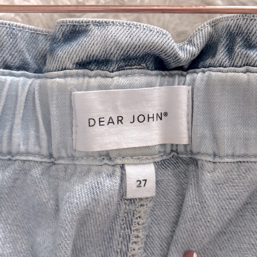Dear John High Rise Paper Bag Waist in Light Wash Denim, Tapered Jeans | Size 27 - Picture 3 of 3